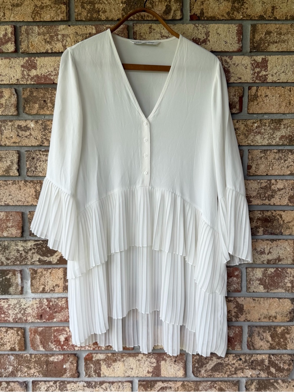 Zara Tiered Ruffle Mini Dress Women’s Size Small Crepe Boho Art Deco So Sweet!